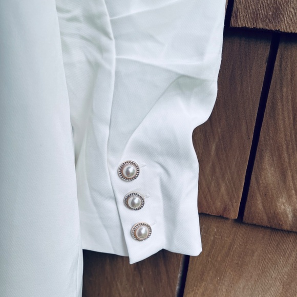 Adore White Embroidery Eyelet Lined Blazer 3/4 Sleeve One-Button Fastening XL - Picture 12 of 14